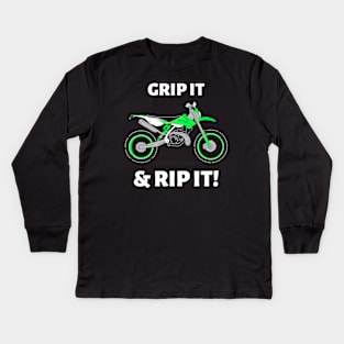 Grip It & Rip It! Motorcycle Kids Long Sleeve T-Shirt